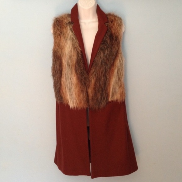 Zara | Faux-Fur Long Wool Vest - Picture 2 of 4